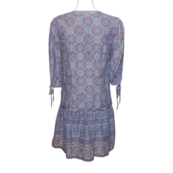 Sundance Zuri Discovery Embroidered Dress Size Small Blue Medallion Drop Waist - Picture 4 of 5